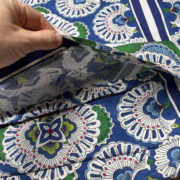 Pottery Barn Cotton Pillow Euro Sham 26x26 inch 66x66 cm Blue Green Floral - Picture 6 of 6